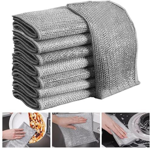 Paños de cocina multiusos de alambre para mojado y seco, 10 unidades reutilizables paños de cocina, paños de cocina, para sartén, olla, estufa, cocina (color gris)
