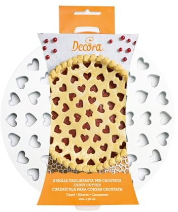 Griglia tagliapasta per crostate CUORI - tonda Ø30 cm - In plastica - ideale per realizzare crostata, dolci torte - circolare, rotonda - San Valentino - Festa della mamma