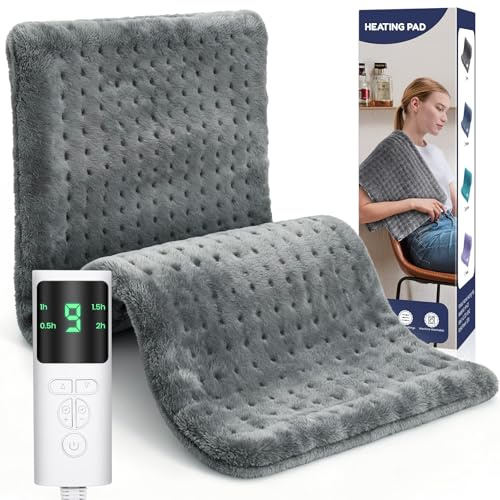 Manta Electrica, Manta Electrica Lumbar con 9 Temperaturas y 4 Temporizadores, Lavable a Máquina, Portátil Esterilla Electrica de Franela Suave para Espalda, Cuello, Hombro, Abdomen, Regalos, 43X84cm