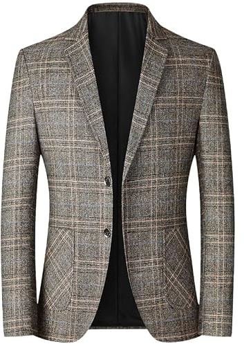 Genérico Chaqueta Americana Hombre, Blazer De Tweed para Hombre, Chaqueta Deportiva De Dos Botones A Cuadros, Elegante, Informal, para Negocios, con Bolsillo, Corte Regular, Abrigo De Otoño para T