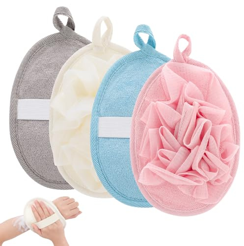 ZhouBoat 4 PCS Exfoliating Bath Sponges Soft Loofah Shower Scrubber