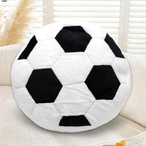 MIUUIPI Flauschiges Football, 34x34cm Plüsch Fußball Sitzkissen, Weicher Sportball, Kreative Zimmer Dekoration, Fussball Geschenke