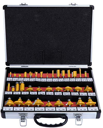 WiMas 35 pièces fraises à défoncer, fraises à rainurer supérieures, coffret de 6.35mm fraises defonceuse
