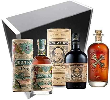 Vinaddict Rums Box - Diplomatico Seleccion Familia, Don Papa Baroko, Bumbu. Luxus-Box. 3x70cl.