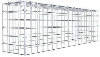 GABIONA Gabione zur Erweiterung (L x H x T cm: 100 × 30 × 20) – Steinkorb aus 4 mm Draht, C-Ring Verschluss mit Gratis-Zange – für Erweiterung in der Höhe, ohne Bodengitter – Gabionenzaun
