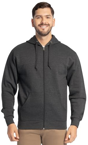 Fruit of the Loom Men's Eversoft Fleece Sweatshirts & Hoodies, Full Zip-Black Heather, X-Large