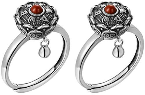 CeFoney Anillo abierto Sánscrito Mantra Om Mani Padme Hum Anillos de cola abierta tibetano budista anillos giratorios con rueda de oración OM Anillo de mantra de latón Lotus Mantra Anillos de dedo de