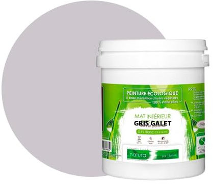 BOX DECO COULEURS Pintura de pared natural ecológica con aspecto mate interior Natura – 1L, gris guijarro