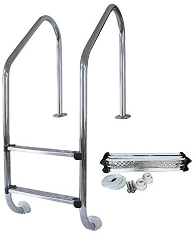 Lsoiup Échelles de Piscine Échelle de Piscine creusée Installation Rapide 2 étapes Escaliers de Quai de Piscine en Acier Inoxydable 200 kg Capacité de Poids Protection Échelle de Piscine pour Piscine