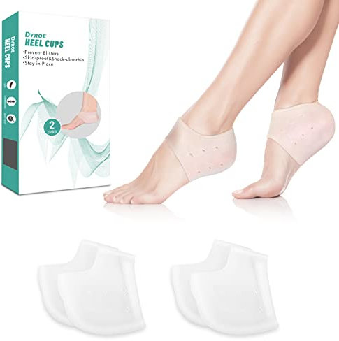 Protector Talon Zapato,Dyroe 2 Pares de Talon Gel para Hombres y Mujeres,Protector Talon Silicona,para Talones para la Fascitis Plantar, Espolones Tacón, Alivia el Dolor de Talón