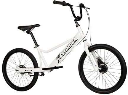 Strider 20x, White - Learn-to-Ride Balance Bike for Ages 8+ - Includes Dual Drum Handbrakes & Kickstand - Easy Assembly & Adjustments