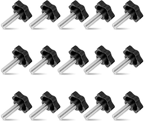 Rändelschraube M8, 15 Stück Flügelschraube 40mm Sterngriffschraube Gewinde Sternschraube Schwarz Stern Klemmknopf Schrauben für Werkzeugmaschine