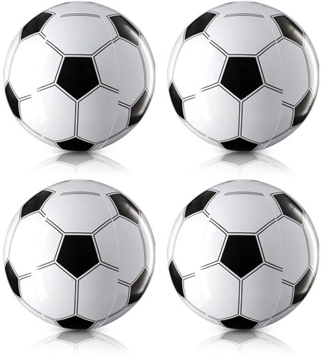 4 Stück Wasserball, Wasserball Aufblasbar, 26cm Aufblasbarer Ball, Wasserball Klein, PVC Fußball, Klein Fussball, Beachball, Schwimmen Pool Sport Spiel Party Supplies