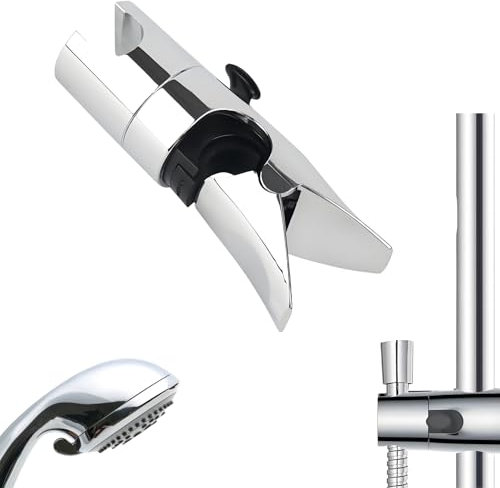 Support de pommeau de douche, sans perçage, pour barres de douche de 18 à 25 mm de diamètre extérieur, réglable à 360 °, argenté