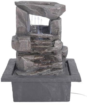 Well Home Fuente de Agua con diseño de 2 Piedras y Luces LED 22x19x28cm