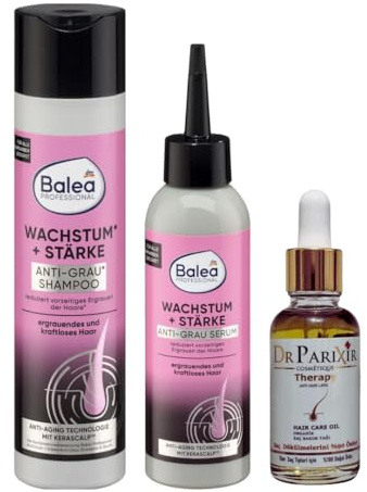 Balea Hårserum tillväxt styrka anti-grå 150 ml + balea tillväxt styrka anti-grått schampo Dr parixir hårvård olja anti-grå, håravfall serum