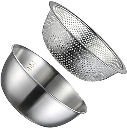 Operitacx 2 Piezas Escurreplatos y Cestas de Drenaje Inoxidable Cuencos para Resistentes y Fáciles de Limpiar para Cocina y Camping