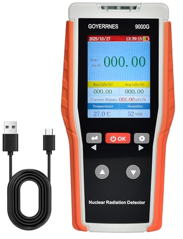 Contatore Geiger, contatore Geiger radioattività, rilevatore di radiazioni nucleari per gamma Beta raggi X con display tedesco/inglese, dati memorizzazione, potenza in tempo reale e monitoraggio della