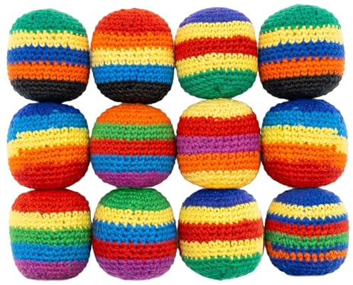 Tapallmy 12 Sacchetti di Fagioli da Giocoleria Intrecciati a Mano, ecologici, riempiti di granuli, con Colori Casuali, Ideali per Tutte Le età.