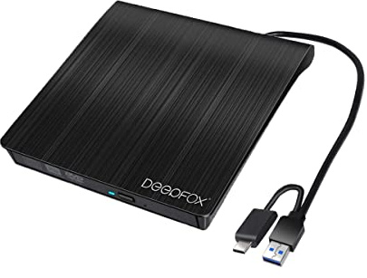 DEEPFOX External Type-C DVD Drive, Portable Optical Drive Burner & CD DVD +/-RW Writer/Rewriter/Player, High Speed Data Transfer for Laptop/Desktops, USB Type C, Windows 8