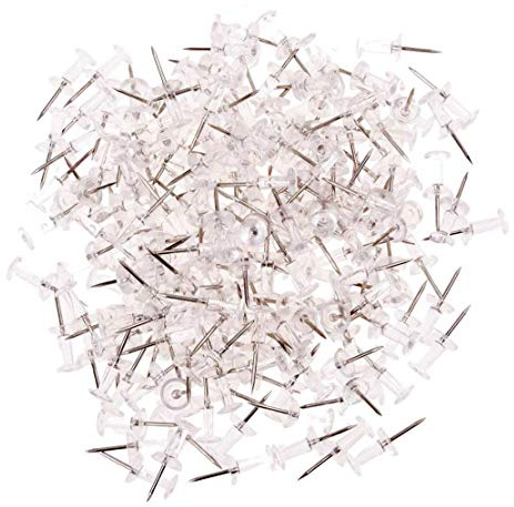 Tryckstift Tryckstift genomskinliga tumhandtag plasthuvuden tackar ritstift stålpunkter kartstift för kork bräda (100 delar)
