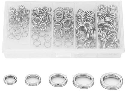 BOROCO Lot de 200 Anneaux Fendus Pêche, en Acier Inoxydable 304, Diamètres 5-8 mm, Haute Résistance & Anti-Corrosion, pour Leurres en Mer & Eau Douce, Forme Double Cercle Optimisée