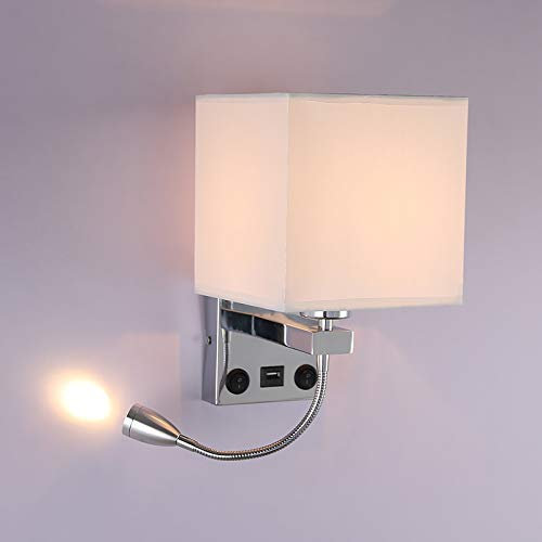 DEECOZY LED Wall Lamp Indoor, Bedside Reading Rocker Wall Light,2 Toggle Switches,Tendlife Bedroom Wall Lamp, Candle Holder Living Room Corridor Wall Lamp 3W and E27 Lamp Holder