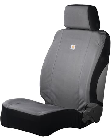 Carhartt Universal Nylon Duck Canvas Fitted Bucket Seat Cover, Durable Seat Protection with Rain Defender, Single, Gravel