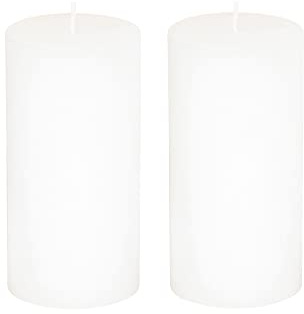 Stubbljus rustik uppsättning om 2 – blockljus, blockljus, ljus, adventkrans, advent – inget sot – brinntid: 120 timmar – många färger – 10 x 20 cm (vit)