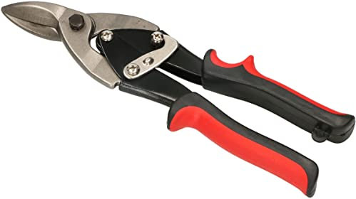 KOTARBAU® Blechschere zum Schneiden von Blechen und Profilen Links Rot 250 mm aus CrV-Stahl Durchlaufblechscheren gebogener Griff Verriegelungsmechanismus