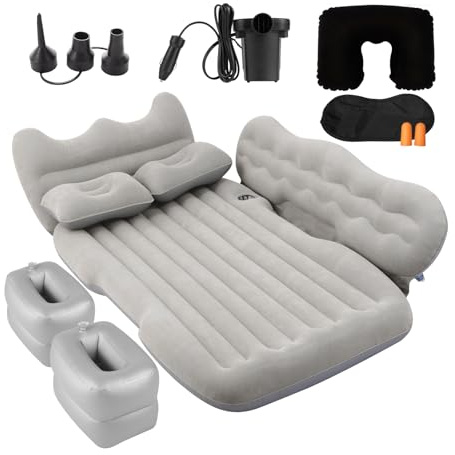 Onirii Inflatable Car SUV Air Mattress Back Seat Bed with Air Pump,Portable Thickened Camping Sleeping Air Mattress Bed with 2 Pillows for Car Universal SUV