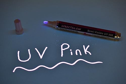 DirectGlow Blacklight Reactive Daytime VisibleUV Ink Ultraviolet Reactive Marker Security Identification (Medium Tip, Pink, Marker Only)