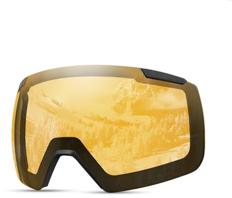 OutdoorMaster Ski Goggles Heron Replacement Lens, Magnetic Easy Lens Swap, Anti-fog, OVP Lens Wide Feild of Vision, LightOrange Vlt 65%
