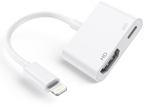 HDMI Adapter for iPhone and iPad to TV, 【Apple MFi Certified】 Lightning to HDMI Adapter 1080P Lightning Digital AV Adapter Sync Screen HDMI Cable Adapter Compatible with iPhone, iPad, No Power Need
