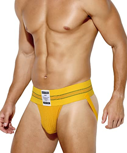 Casey Kevin Jockstrap för män, män, suspensorium, sexiga underkläder, djupskydd, elastisk string, A5-gul, S