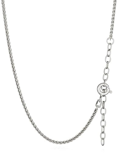 NKlaus 40/45 5 cm flätkedja 925 silver justerbar halskedja 1,5 mm bred dam silverkedja