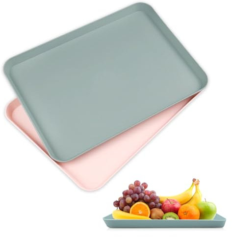 milaosk 2 Pièces Petit Plateau,Plateau Repas Plateau Petit Dejeuner Plateau de Service Rectangulaire Antidérapant Plateau Rectangulaire pour Cuisine Restaurants Cafés Cantine Hôtel 29.5 x 21 cm