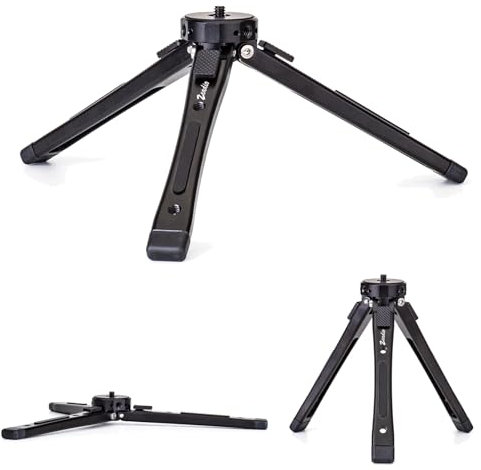Zeadio Trípode de Metal Extra Resistente - Soporte de Mesa Universal Compacto para Cámara, Gimbal, Cámara de Acción, Videocámara, Micrófono, Luz LED, Smartphone y Más (Soporta 40kg/88lb)
