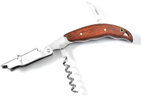 ASelected Wine Opener Corkscrew with Wood Handle Stainless Steel for Wine Lovers Waiters and Bartenders