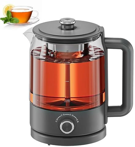 Machine à thé chaude, 600 W, théière électrique en verre épais entièrement automatique, bouilloire électrique multifonctionnelle de 1,2 L, réglage de 4 vitesses, pulvérisation délicate à la vapeur,