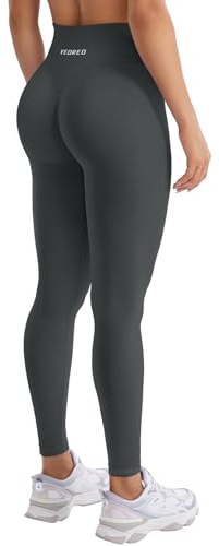YEOREO Leggings de sport pour femme Invisible Scrunch Butt - Taille haute - Yoga Legging - Booty Workout - Booty Lifting - Po Push Up - Pantalon de sport, M, Asphalte Cendré