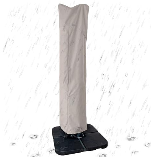 Cubierta impermeable para paraguas – Pantalla exterior resistente con brazo de apoyo, tejido anti UV | Cubierta para paraguas de patio con barra recta, protección para paraguas