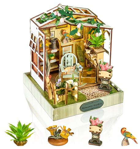 Cuteefun DIY Miniature House Kits, Wooden Tiny Dollhouse with LED Light, Handmade Crafts for Adults Teen to Building, Make Your Own Birthday Christmas (Romantic Garden)