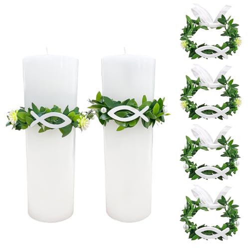 6 Pezzi, dellyy Anelli di Candela don Perle e Foglie, 2 Candela und 4 Ghirlanda di Candele Antigoccia, Decorazione Candela