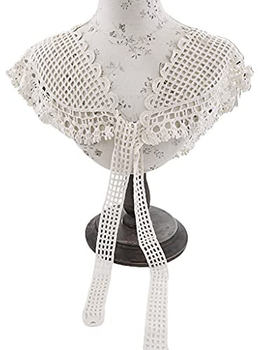 FackLOxc Rustikaler Stil Hohl Aus Schal Wrack Frauen Mädchen Süße Feste Farbe Häkelkrochet Gefälschter Kragen Halskette Krawatte Knoten Vordere Spitze Poncho Kapel