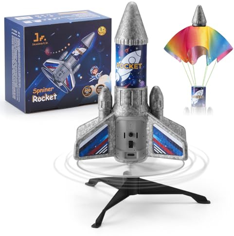 SainSmart Jr. Rocket Launcher for Kids - Upgraded Version, 200 ft Self Launching Motorized Rocket Toy with LED and Safety Parachute, Outdoor Toys for Ages 8-12, Birthday Gift for Kids Boys & Girls