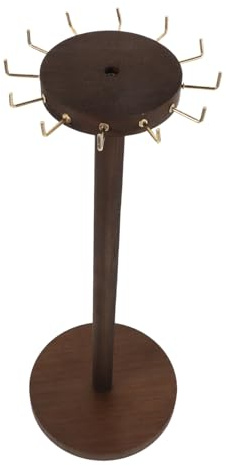 MUELODSIC Soporte para Pulseras y Collares de Madera Maciza, 12 Ganchos, Color Nogal, Expositor Vintage para Joyas, Organizador para Mujer, Adecuado para Mostrador y Escritorio