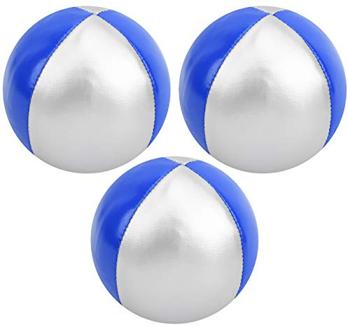 Jelquix Jongleringsbollar 3st Set, Mjukt PU-läder Lätt, Rivsäkra Kastbollar, för Nybörjare Till Proffs Inomhus Utomhusunderhållning (blå/silver)
