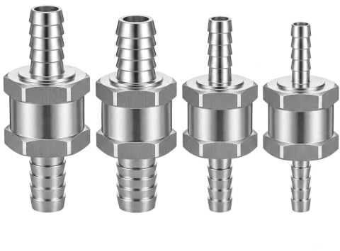 4 Pcs Válvulas Antirretorno de Combustible de Aluminio 6 8 10 12mm Válvula Unidireccional para Gasolina Diésel, Sistemas de Carburador Baja Presión, Coche Moto Barco