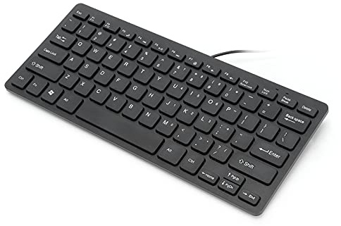 Gugxiom Mini 78-tangenter USB-kabelanslutet Tangentbord, Ultratunt Bärbart Stationärt Tangentbord med 1,1 M Kabel, Lågbruskomfort Pektangenter för Hemmakontor Business Bärbar PC (Svart)